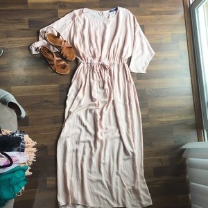 Blush pink tie front maxi